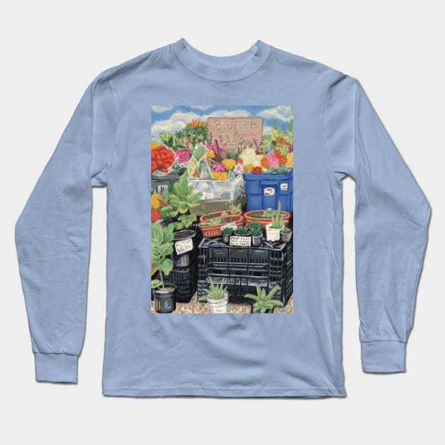 Farmers Market Flowers Long Sleeve T-Shirt by danyellysdoodles